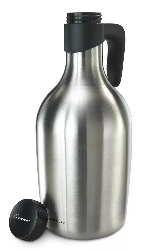 Rabbit W4720 Stainless Steel Metallic Growler, 11" H x 4-1/2" W,64 oz Capacity