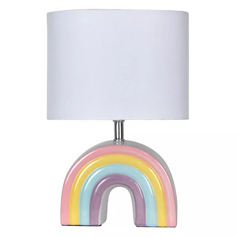 Rainbow Ceramic Lamp with Shade, 13"