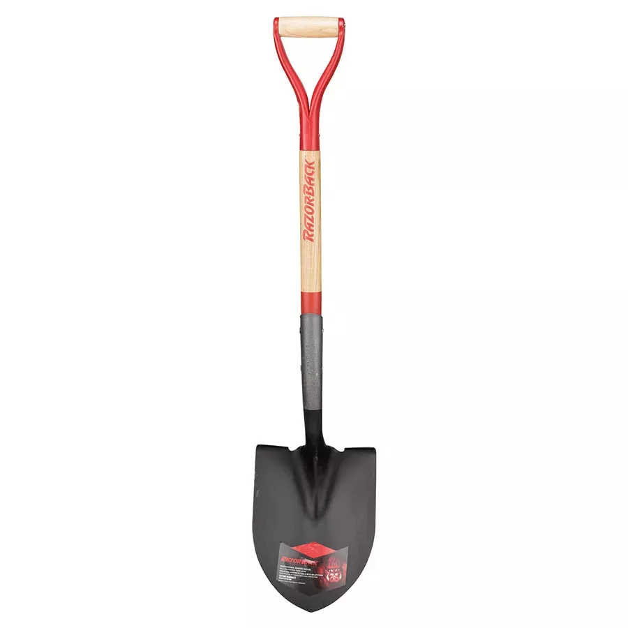 Razor-Back Steel D-Grip Round Point Shovel with Wood Handle