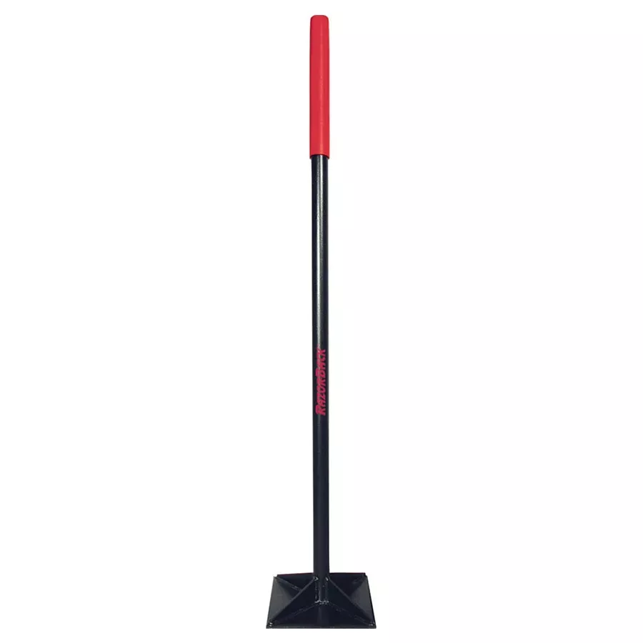 Razor-Back Steel Head Tamper with Cushion Grip Handle - 8"x8"