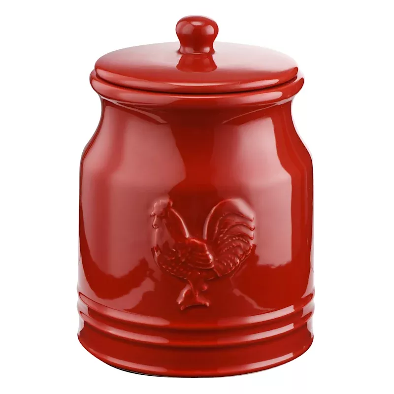 Red Ceramic Rooster Canister, Large