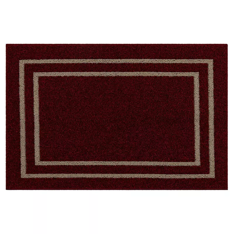 Red Double Border Washable Tufted Accent Rug, 30x45