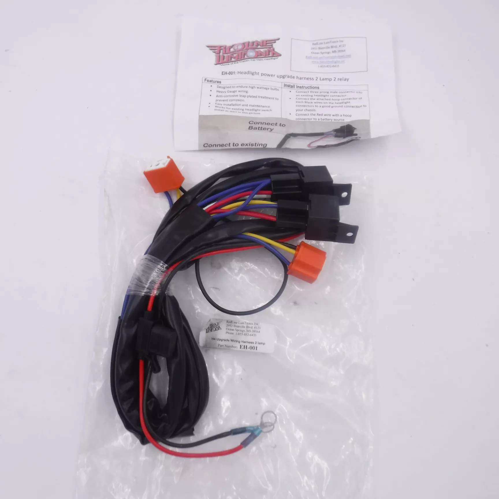 RedLine LumTronix EH-001 Universal Headlight Power Upgrade Harness