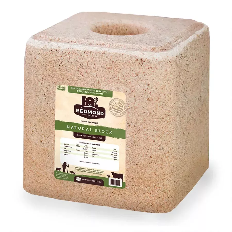 Redmond Natural Trace Mineral Salt Block - 44 lb