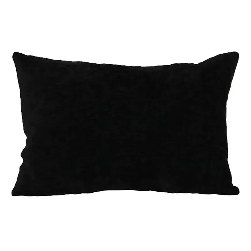 Reese Black Chenille Throw Pillow, 14x20