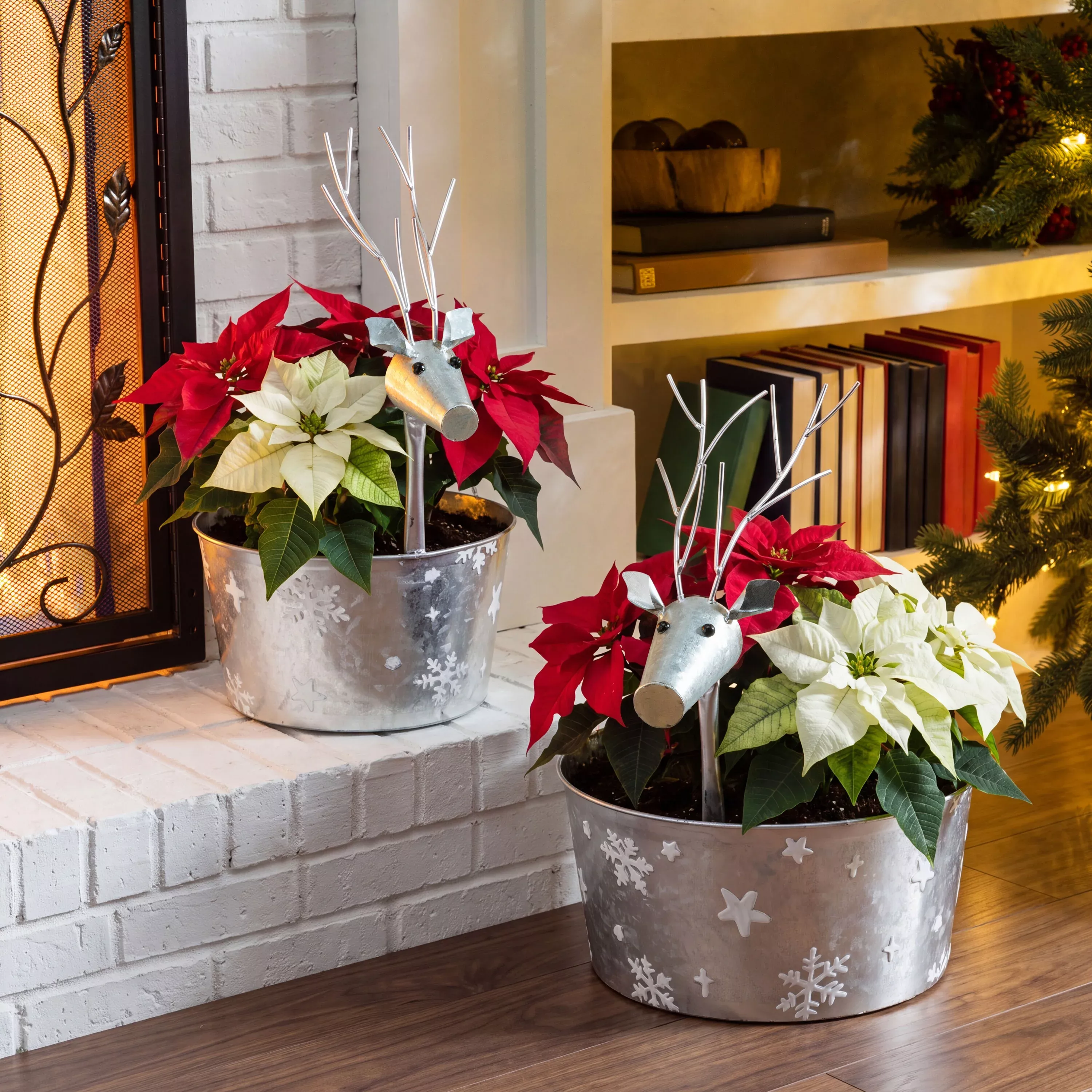 Reindeer Metal Planter, Set of 2
