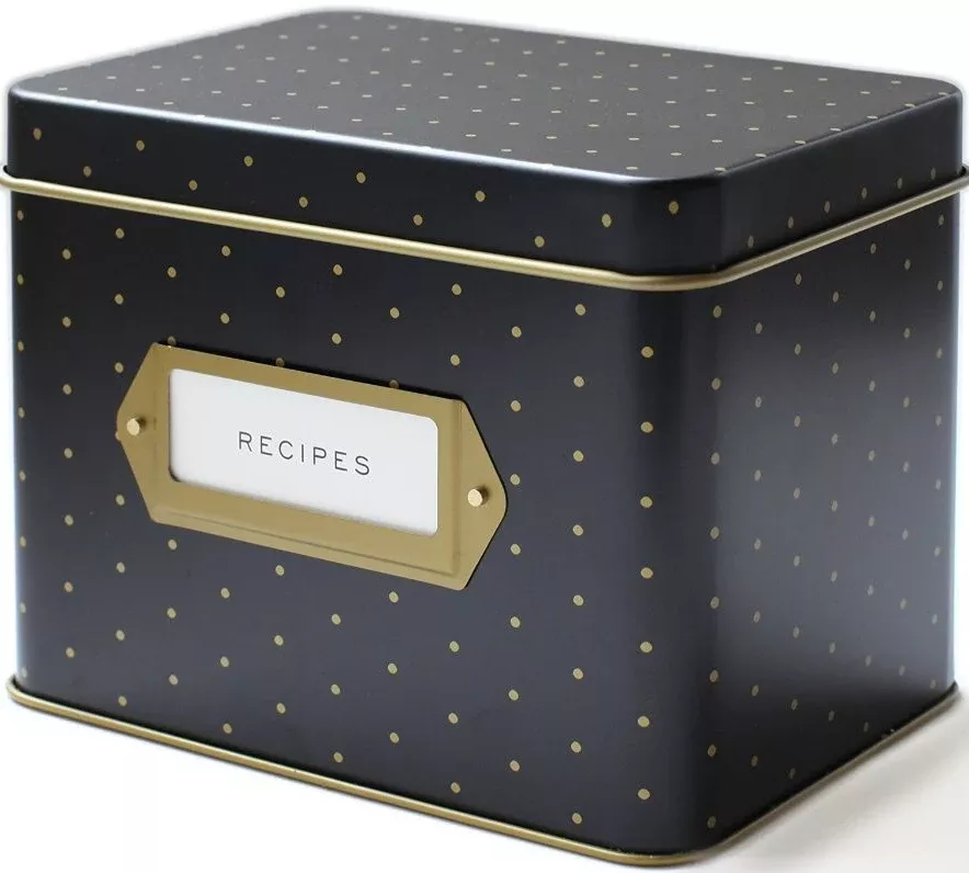 Rifle Paper Co. Polka Dot Recipe Box, Tin