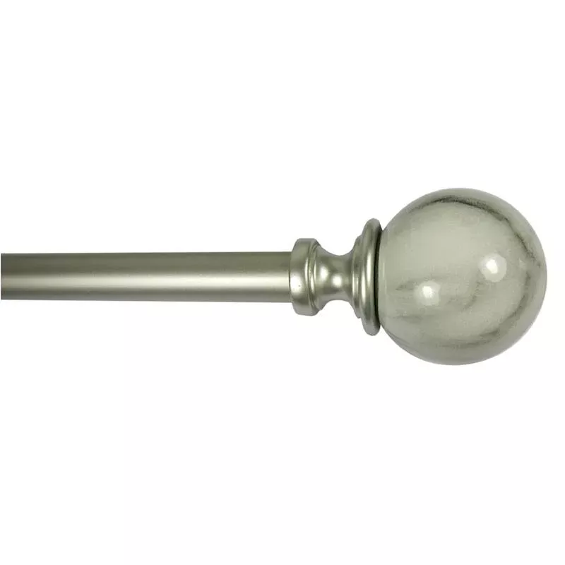Romeo 3/4" Marble & Nickel Ball Curtain Rod, 84-120"