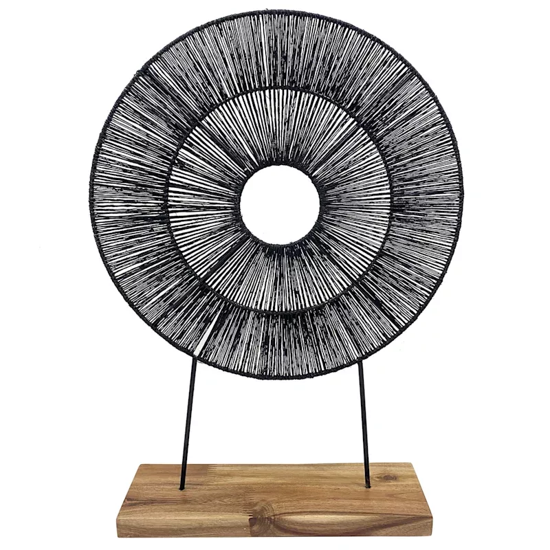 Round Black Jute Decor, 22"