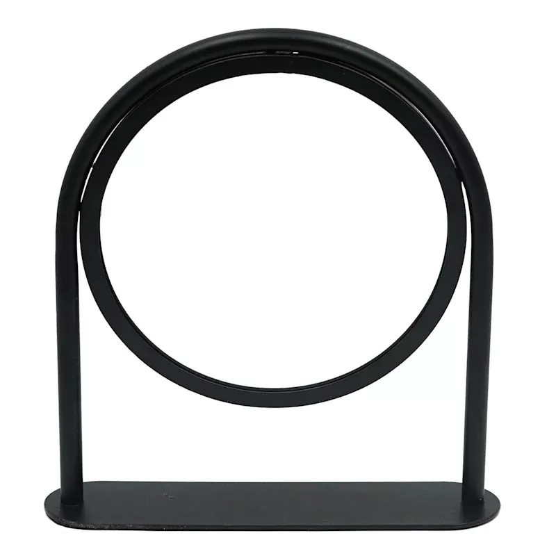 Round Black Metal Mirror, 9"