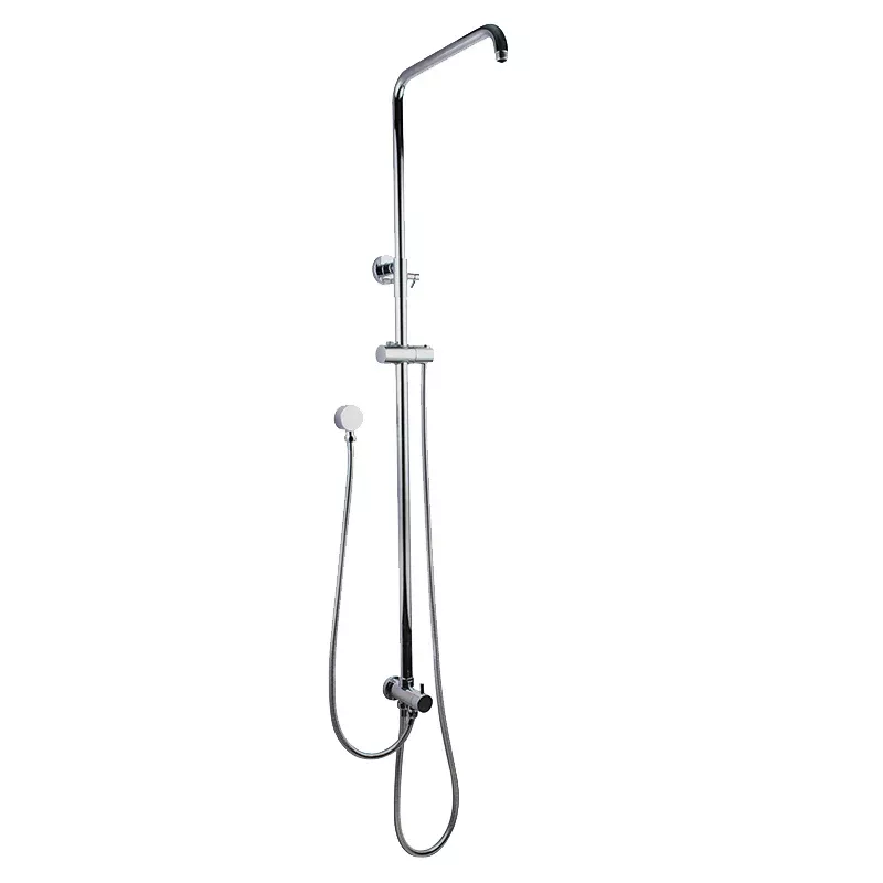 Round Chrome Shower Rail Top/Bottom Inlet