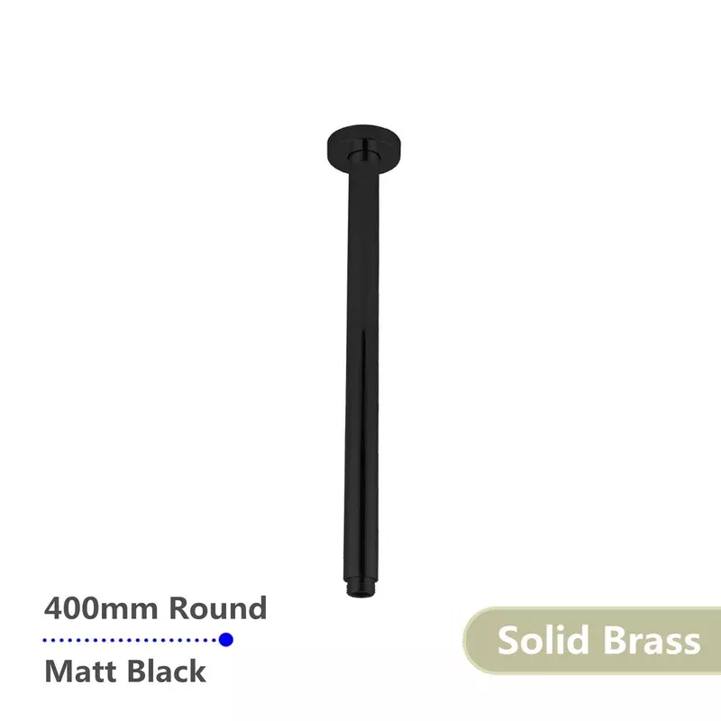 Round Matte Black Ceiling Shower Arm 400mm