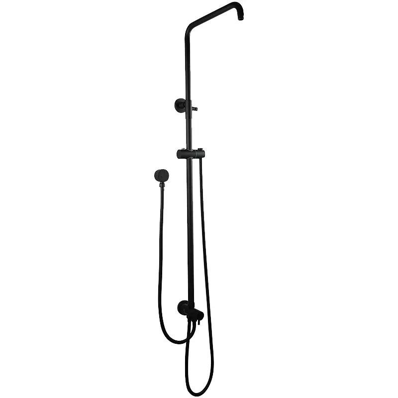 Round Matte Black Shower Rail Top/Bottom Inlet