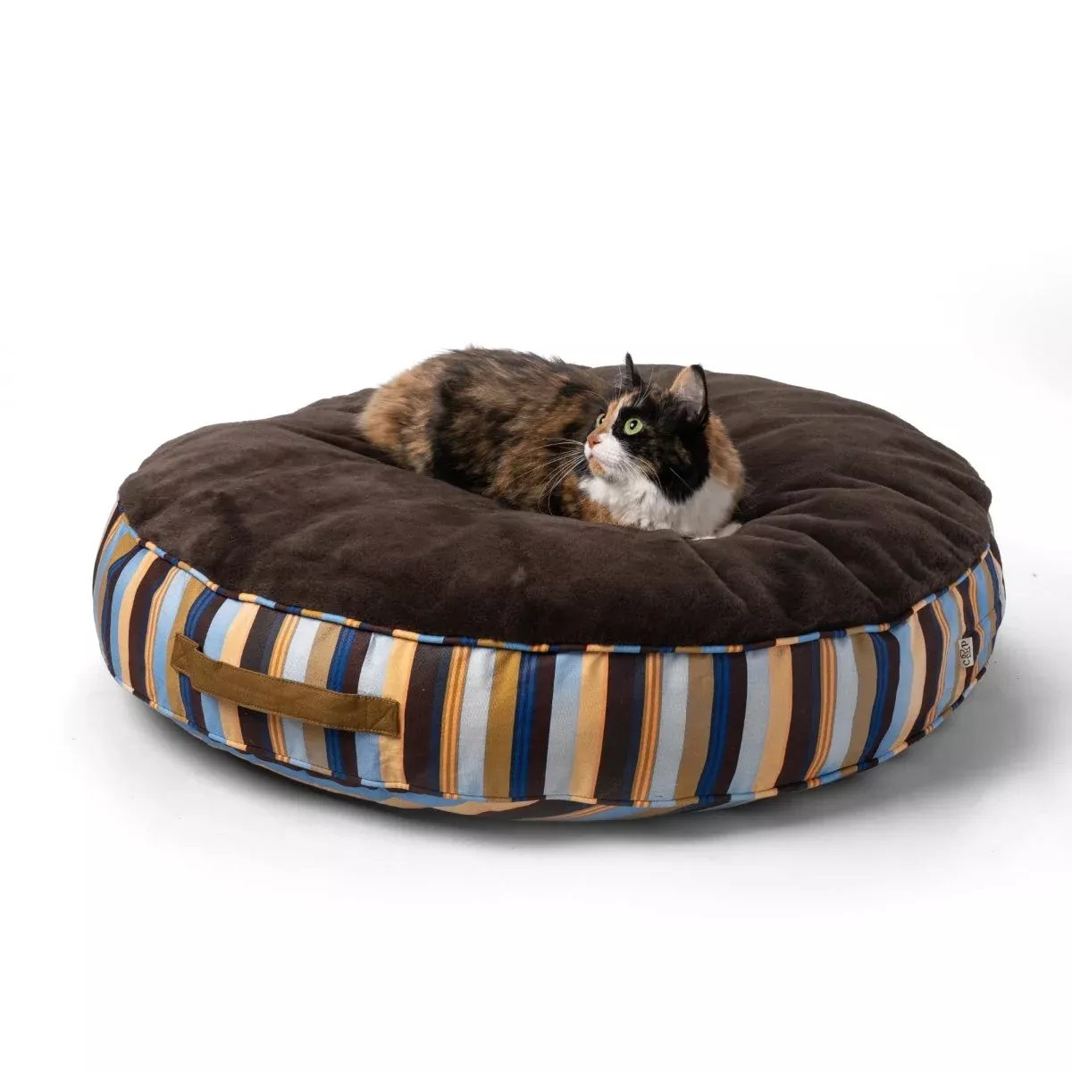 Round Stripe Pet Bed with Fur