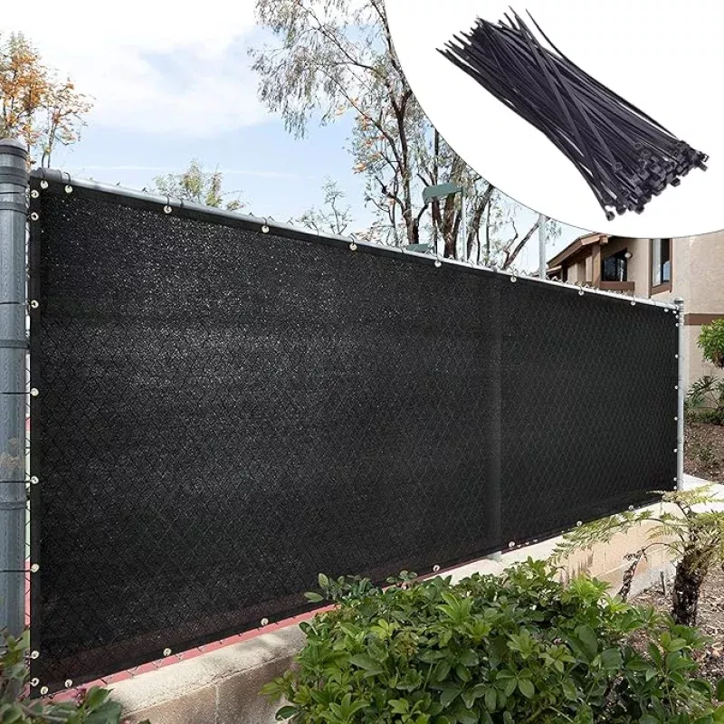 Royal Shade Custom Size 4′ x 117′ Black Fence Privacy Screen Windscreen Cover Netting Mesh Fabric Cloth – Cable Zip Ties Included (We Make Custom Size)