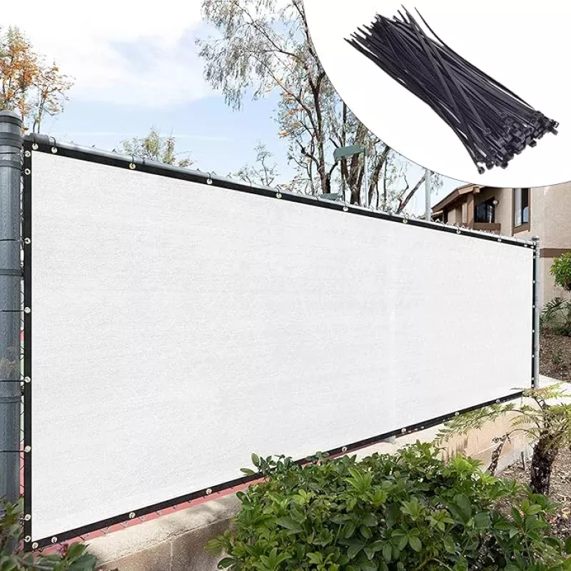Royal Shade Custom Size 4′ x 36′ White Fence Privacy Screen Windscreen Cover Netting Mesh Fabric Cloth – Cable Zip Ties Included (We Make Custom Size)