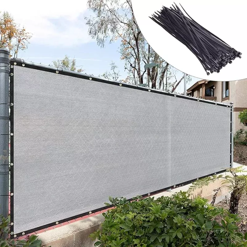 Royal Shade Custom Size 4′ x 58′ Grey Fence Privacy Screen Windscreen Cover Netting Mesh Fabric Cloth – Cable Zip Ties Included (We Make Custom Size)