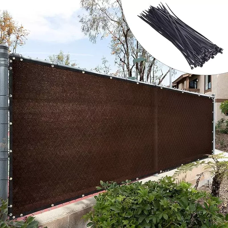 Royal Shade Custom Size 4′ x 65′ Brown Fence Privacy Screen Windscreen Cover Netting Mesh Fabric Cloth – Cable Zip Ties Included (We Make Custom Size)