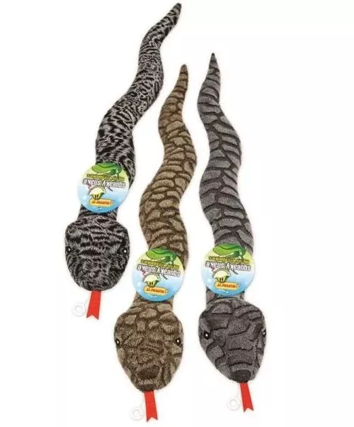 Ruffin' It 16290 Squeaky Plush Snake Dog Toys, Assorted Color