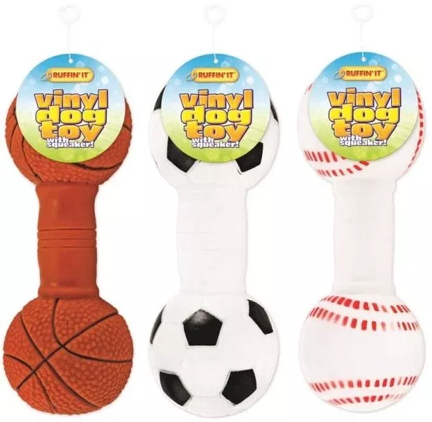 Ruffin' It 20050 Vinyl Dumbbell Dog Toy, Assorted Styles