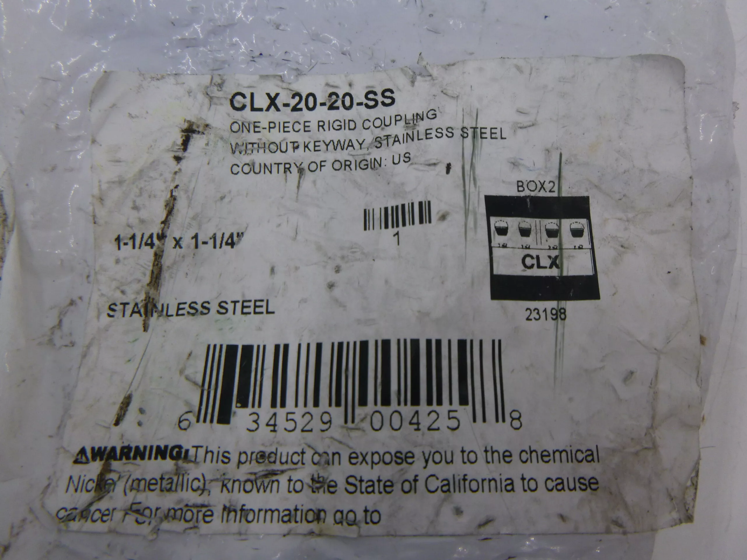 Ruland One Piece Rigid Coupling 1 1/4″x1 1/4″ Stainless Steel CLX-20-20-SS