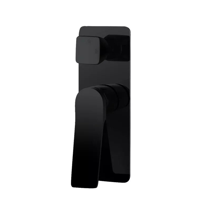 RUSHY Square Black Wall Mixer With Diverter