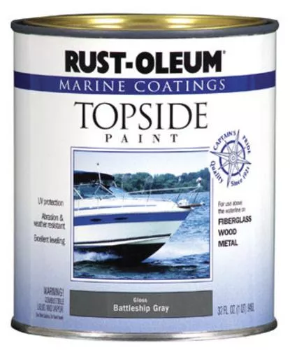 Rust-Oleum 207005 Marine Topside Paint, Gloss Battleship Gray, 1 Quart