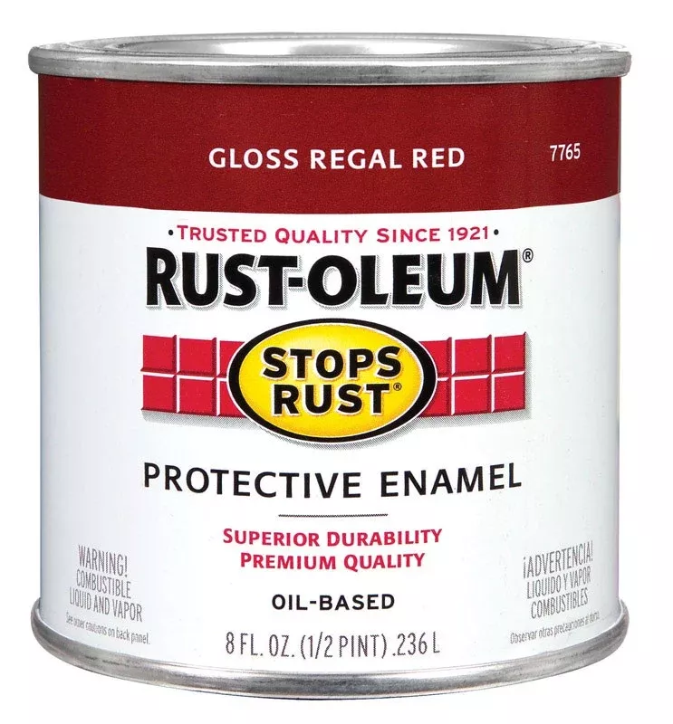 Rust-Oleum 7765-730 Stops Rust Oil Based Rust Preventive Protective Enamel Paint, 1/2 Pint, Regal Red