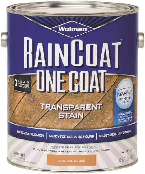 Rustoleum 288337 RainCoat One Coat Transparent Stain, Natural Cedar, 1gal