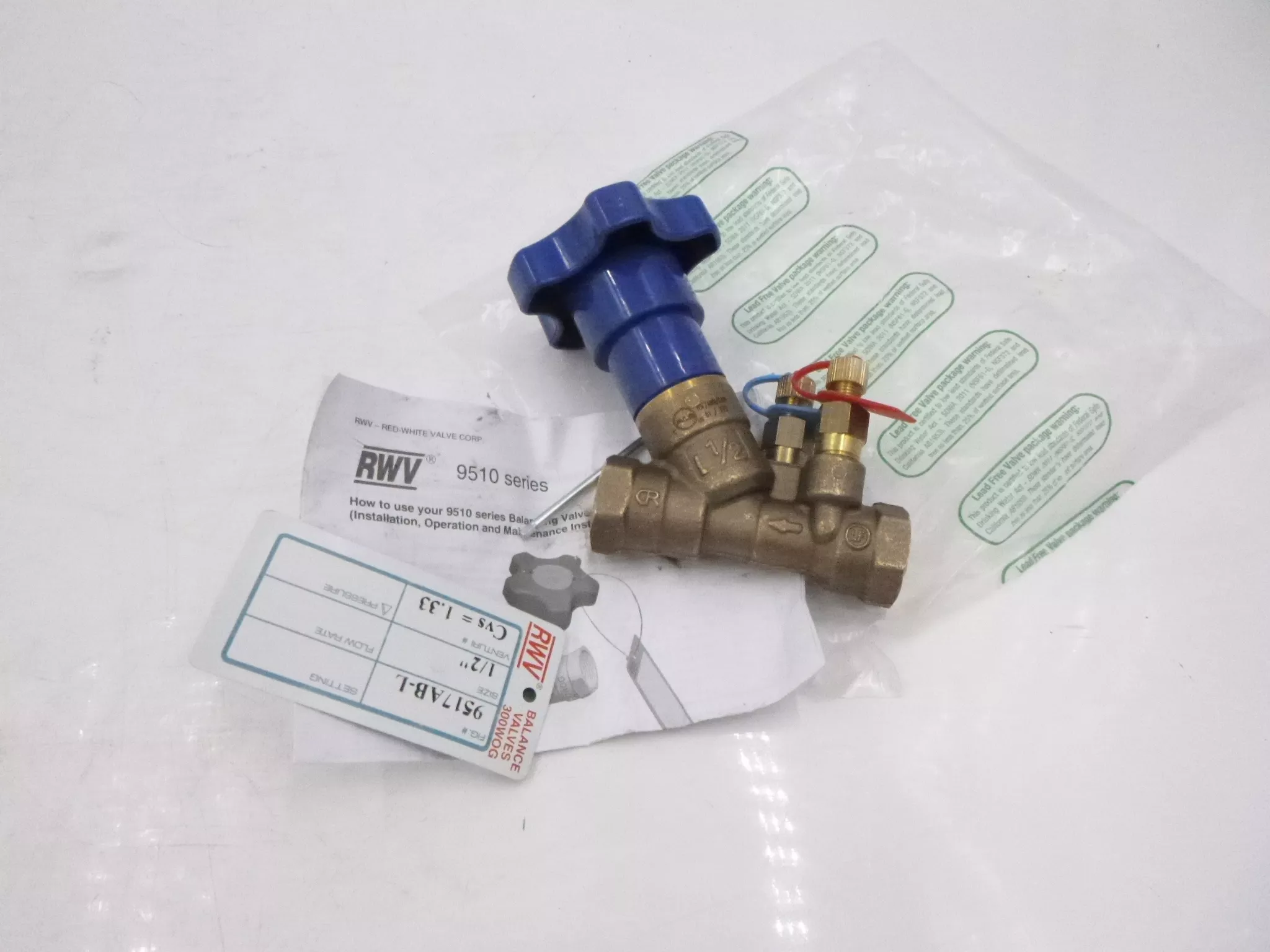 RWV 9517AB DZR LF Brass Orifice State Balancing Valve 1/2″