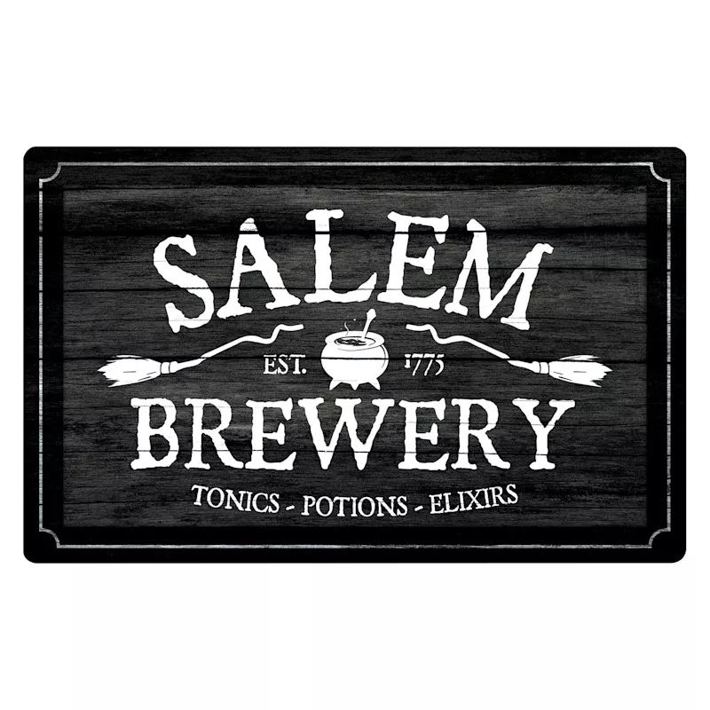 Salem Brewery Metal Halloween Sign, 17x11