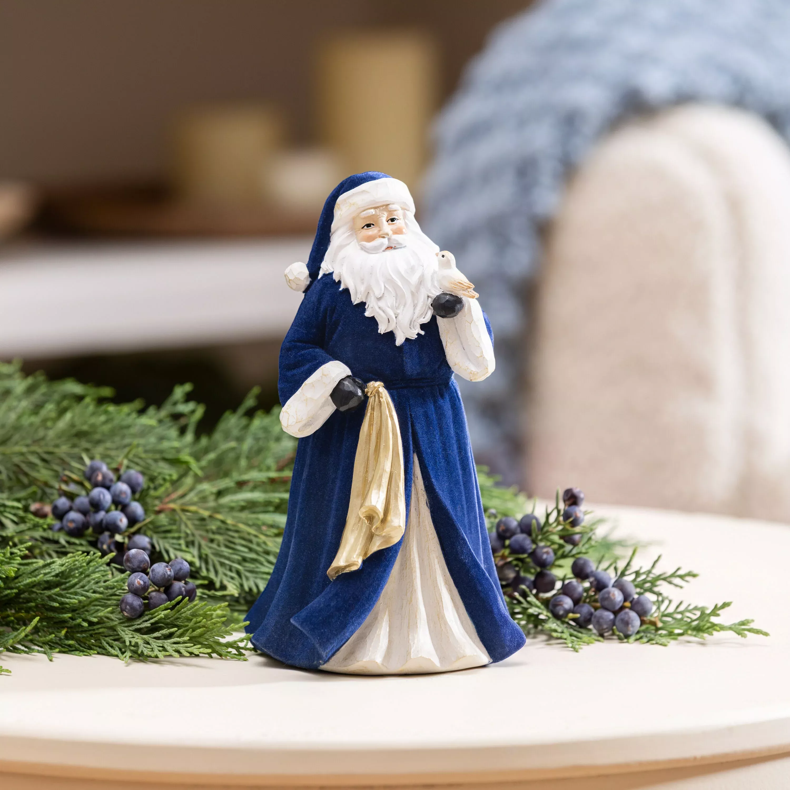 Santa and Dove Polyresin Garden Statue