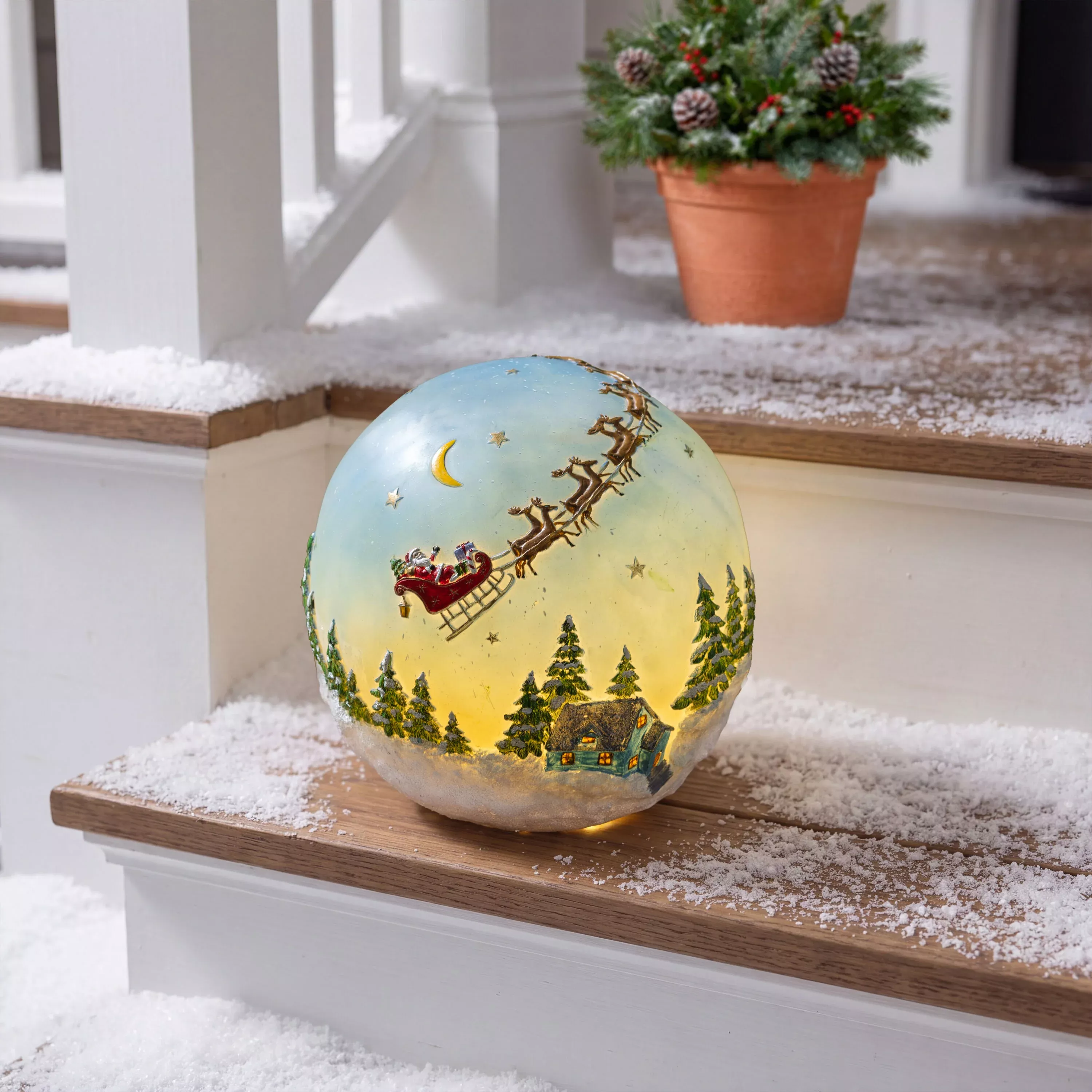 Santa Sled Resin LED Globe