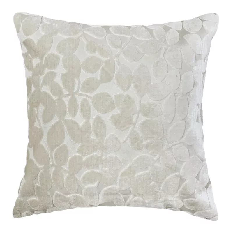 Sasha Ivory Leaves Chenille Throw Pillow, 18"