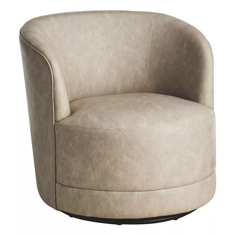 Sawyer Swivel Faux Leather Accent Chair, Grey