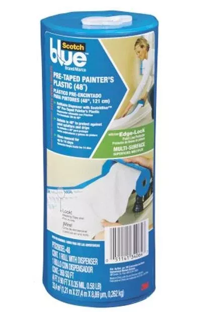 Scotch Blue PTD2093EL-48 Pre-Taped Drop Cloth, 48"x30 Yd
