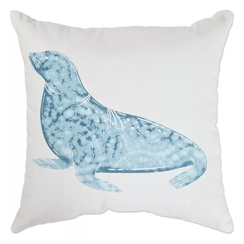 Sea Lion Shibori Square Outdoor Throw Pillow, 16"