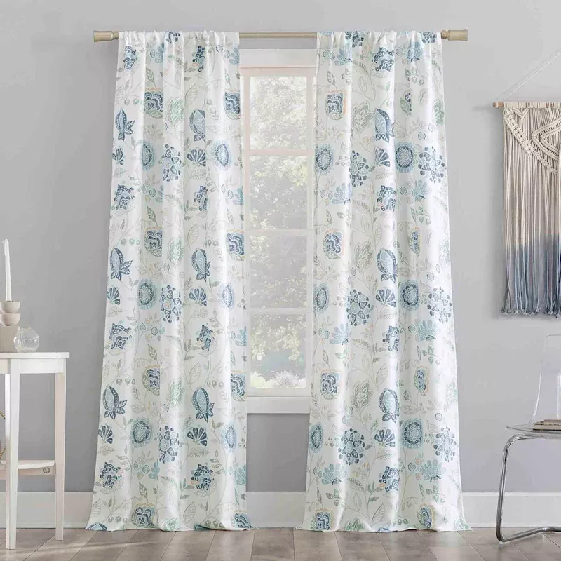 Selah Blue & Yellow Print Curtain Panel, 84"