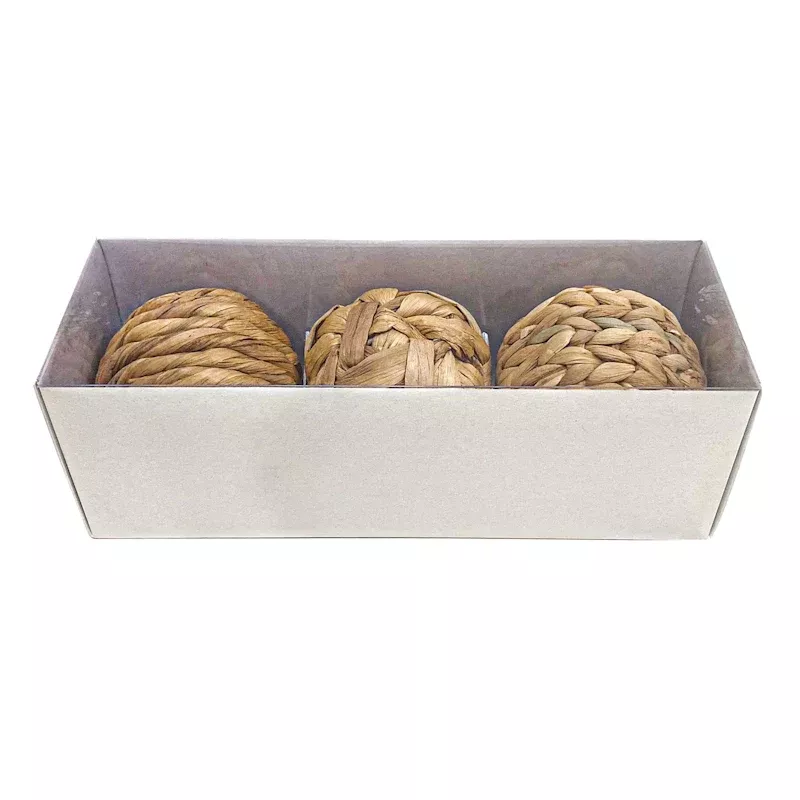 Set of 3 Woven Water Hyacinth Orbs