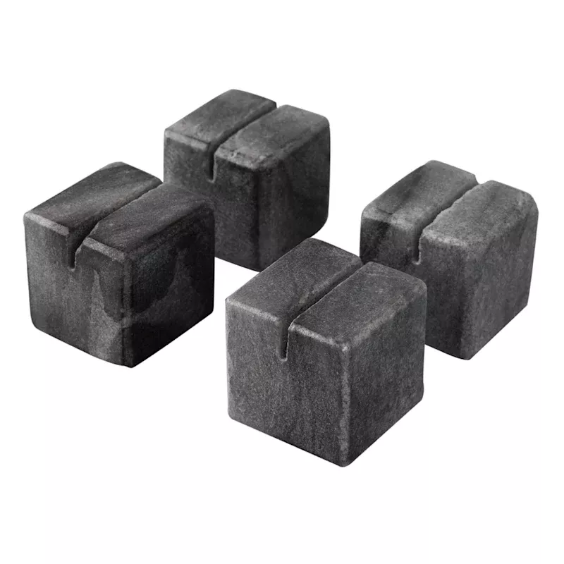 Set of 4 Grey Marbled Stoneware Card Holders