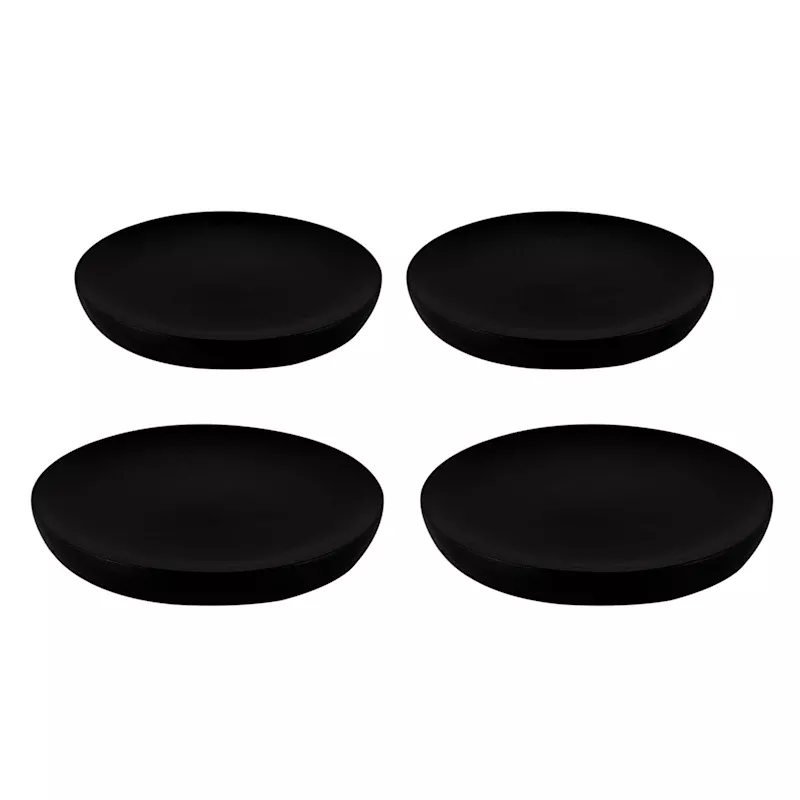 Set of 4 Round Black Wooden Coasters, 5"