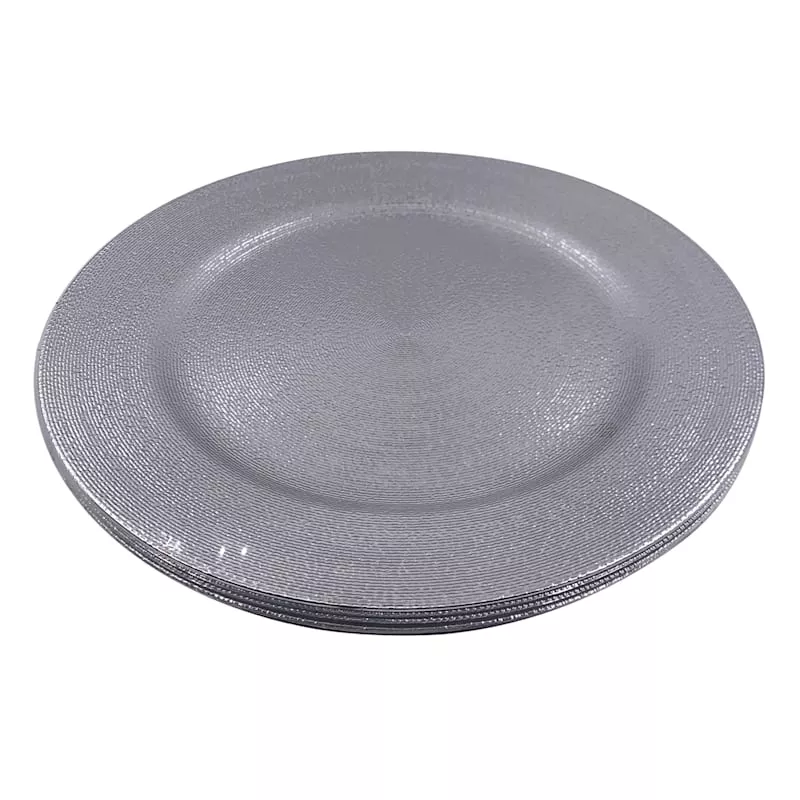 Set of 4 Silver Charger Plates
