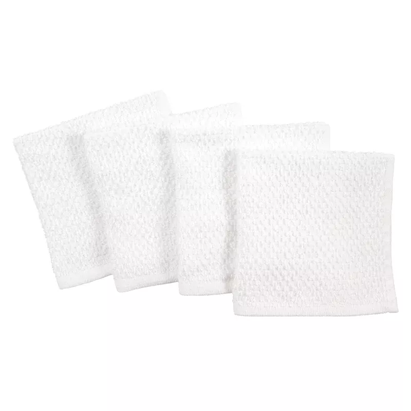 Set of 4 White Bar Mop Dish Cloths