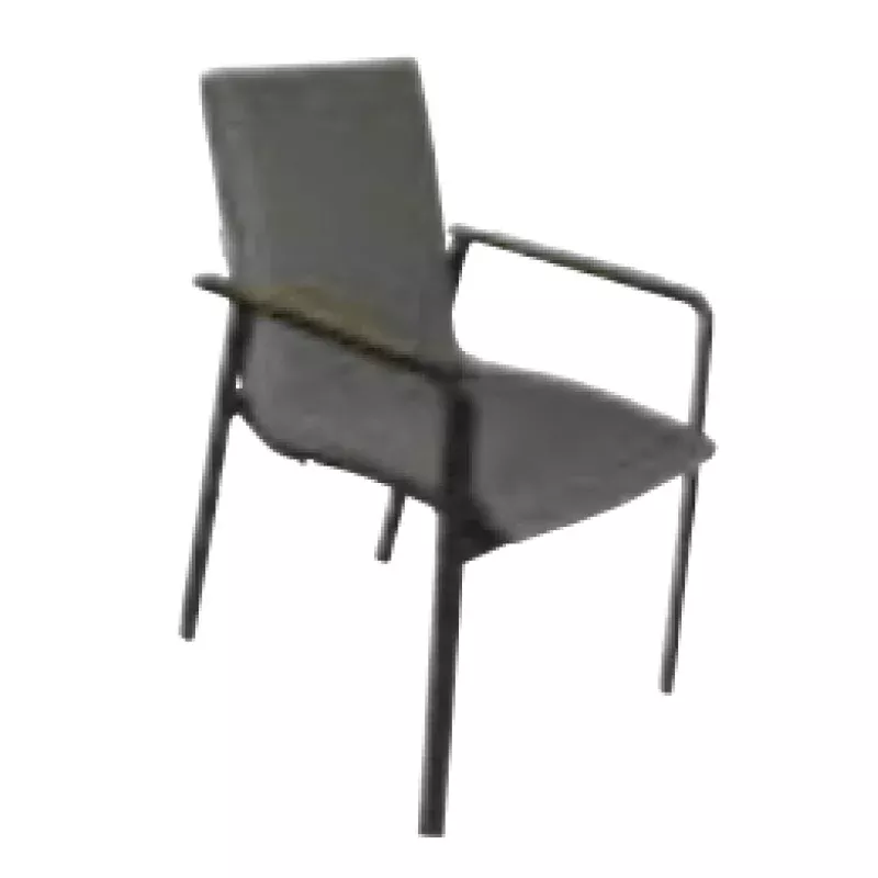 Shelta Diamond Sunbrella Padded Aluminium Dining Chair with Teak Armrests Light Grey Sunbrella / Charcoal PC Frame