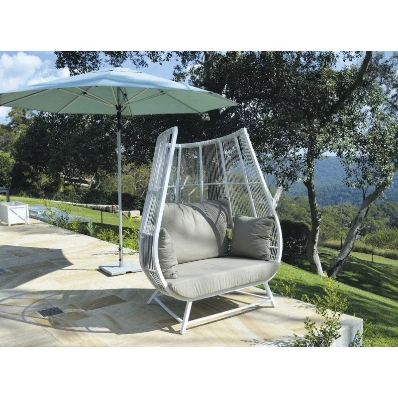 Shelta Sunset Aluminium Pod Chair Light Grey Wicker / Light Grey Cushions / White PC Frame