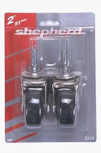 Shepherd Hardware 9344 Stem Caster Rubber Wheel, 2 Pk