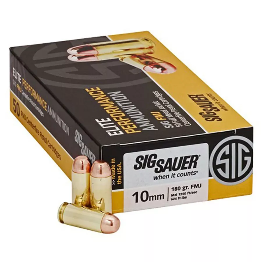 Sig Sauer 10mm Auto 180gr FMJ Elite Ball Ammunition