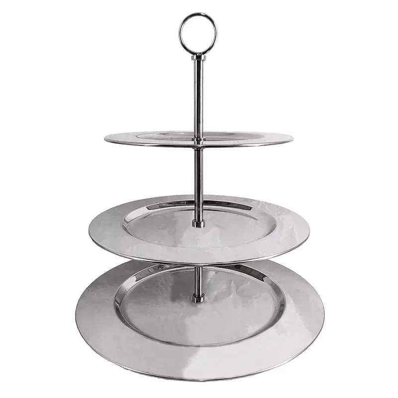 Silver 3-Tier Round Wedding Server