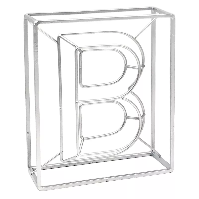 Silver 7" Metal Letter Block Sign, B