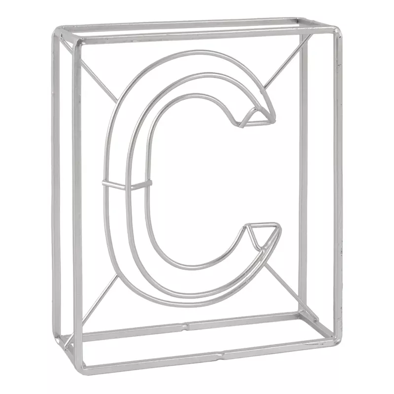 Silver 7" Metal Letter Block Sign, C
